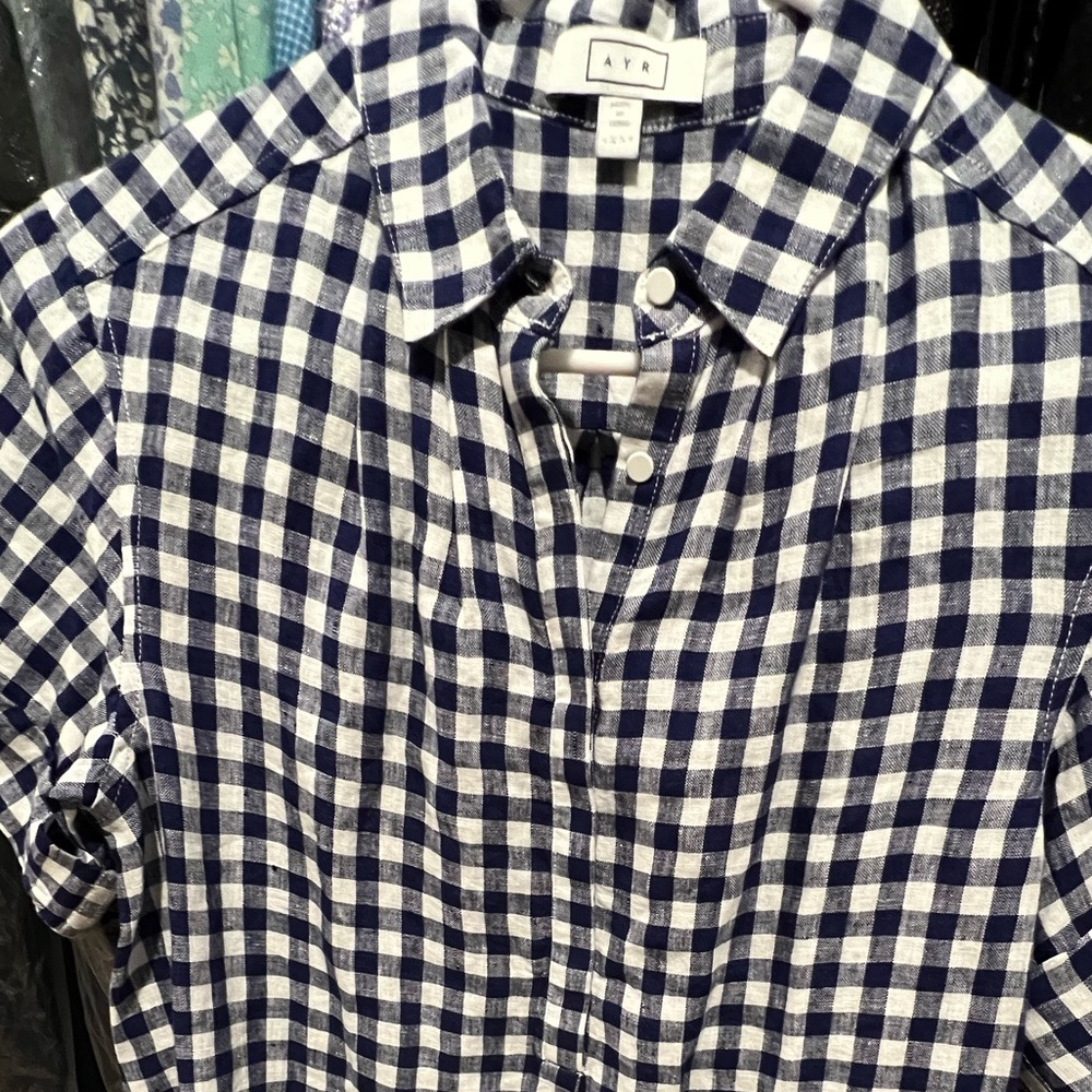 Nwt Linen Button Down - Check - image 5